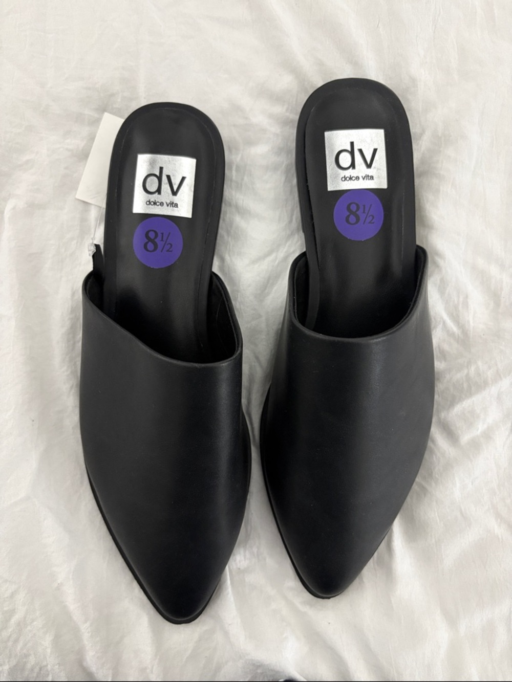 Dolce Vita Black Pointed Leather Mule Slides